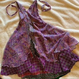 Silk halter layered flowy dress.